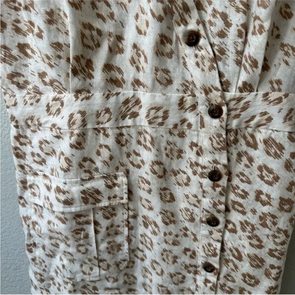 Joie Coady 100% Linen leopard print tan white button midi dress womens XS - Picture 6 of 7